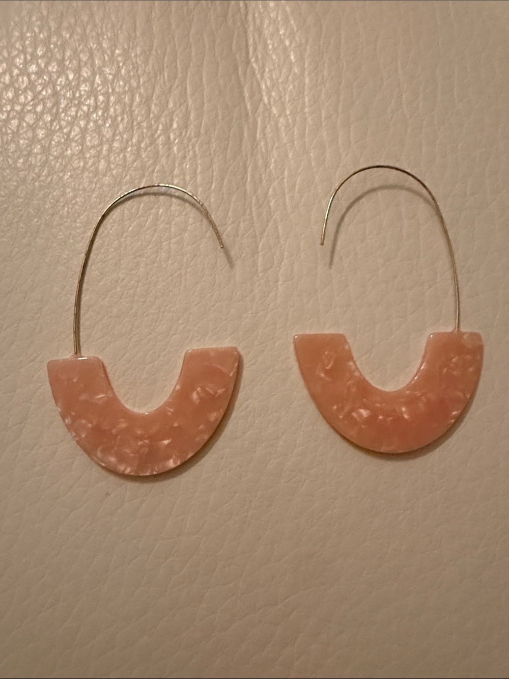 Peach Marbled Crescent Hoop Earrings